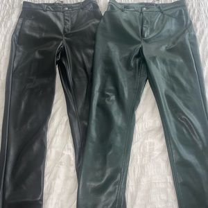 2 pairs of faux leather pants